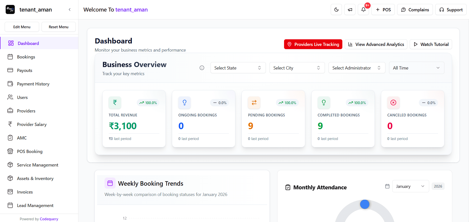 SERQ Admin Dashboard - Manage your service business from one platform